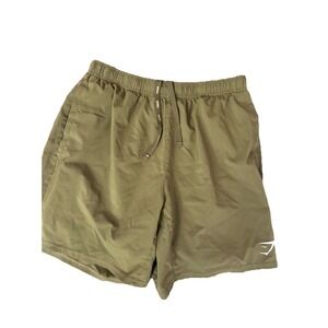 Gymshark Men's Training Shorts Olive Green Drawstring Athletic Gym Shorts Size M